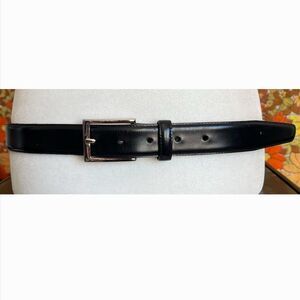 Brooks Brothers Black Dress Belt with Silver Buckle - Size 40